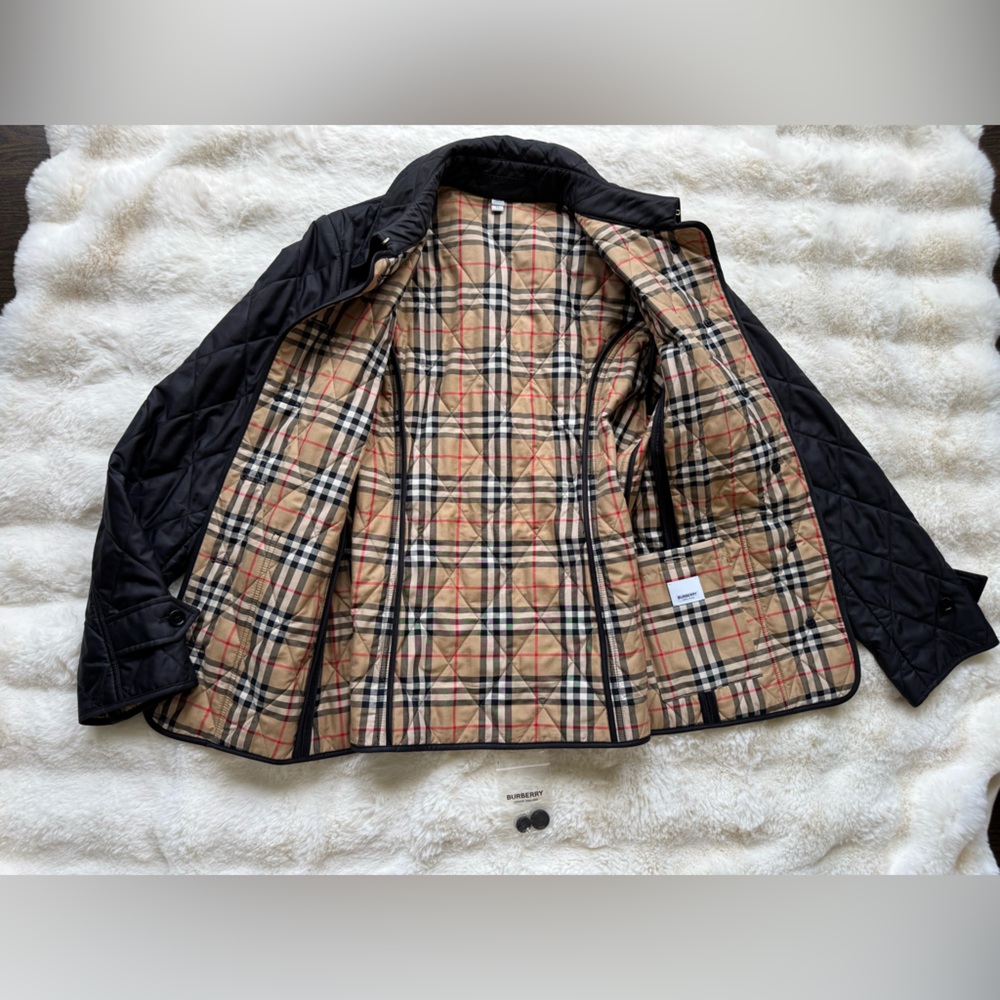 Burberry Fernleigh Quilted Jacket Black Check Lined XL - Picture 14 of 16